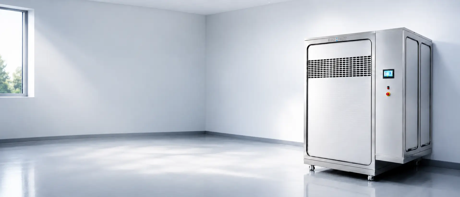 A K+F washer-disinfector positioned in a clean, modern clinical decontamination room